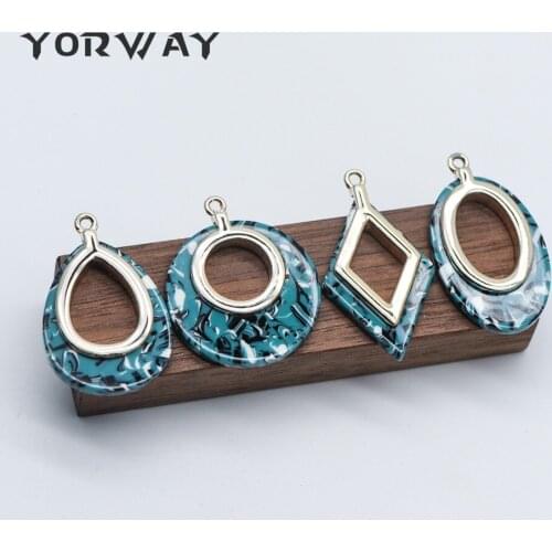 6pcs Green Acetate Charms, Craft Earring Components, Geometric Resin Pendants, Teardrop Round Rhombus Oval (#HT-07)