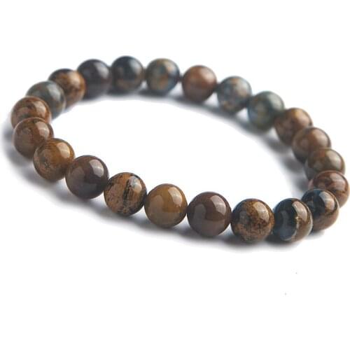 8mm Genuine Natural Yellow Blue Pietersite Gems Stone Crystal Stretch Round Bead Bracelets For Women Men Drop Shipping