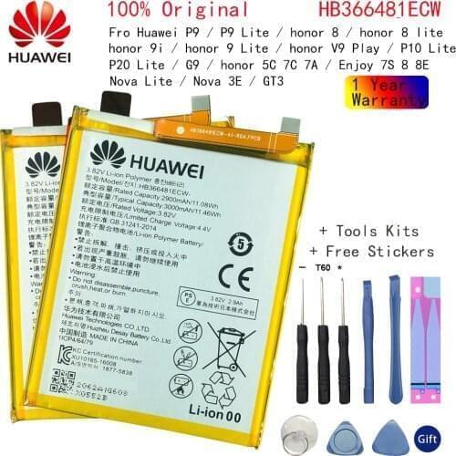 100% Orginal HB366481ECW For Huawei p9 /p9 lite honor 8 p10 lite y6 II p8 lite 2017 p20 lite honor 5C Ascend P9 battery