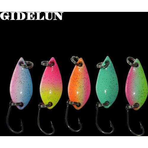 Free shipping 10pcs/lot 3.5g/5g metal bait mixed colors single hook trout lure fishing spoon lure