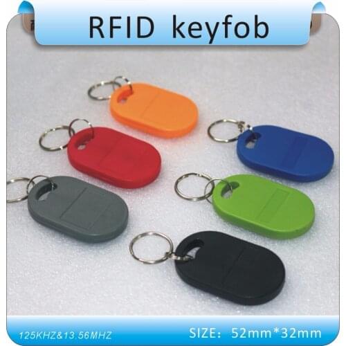 Free shipping 50pcs /125Khz&13.56MHZ double Proximity RFIDToken Tags Keyfob for Access Control Time Attendance