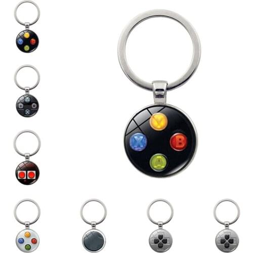 Gamepad Keychain Fashion Retro Video Game Controller Buttons Cabochon Glass Keyring Keychain Christmas Gift For Friends New