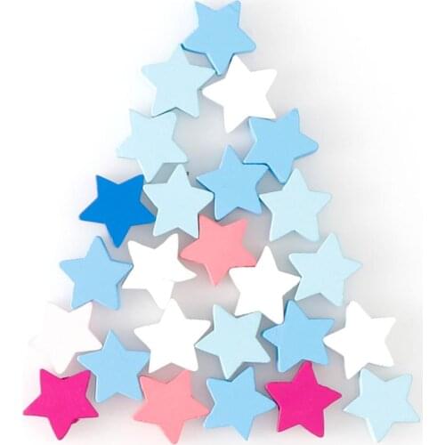 25PC Mix Natural Color Star Heart Shape Wooden Beads Spacer Wood Beads For Making Pacifier Clip 20MM DIY Pendant Bead