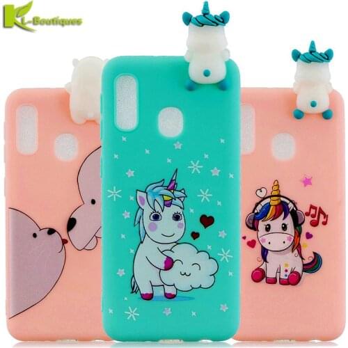 For Samsung Galaxy A20e Case on for Fundas Samsung A20E A202F A202 A 20e Cover 3D Doll Toy Unicorn Soft TPU Silicone Cover Coque