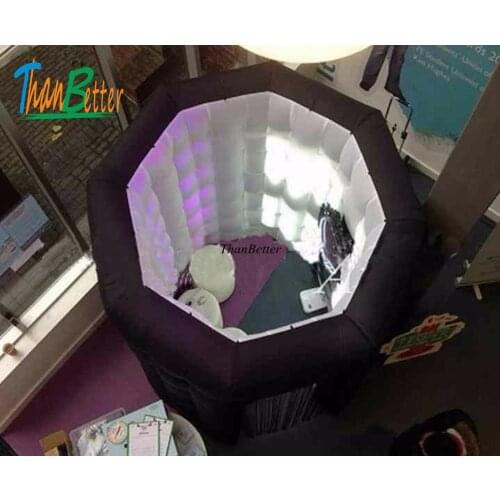 Black octagon inflatable photo booth LED inflatable photobooth enclosure for rental