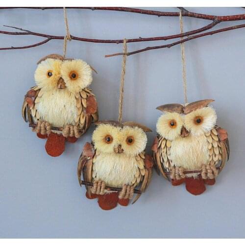 Winter Fall Owl Decoration Hanging Wall Art Indoor Home Decor Garden Yard Animal Owl Figurine Natural Rustic Accessories Gift