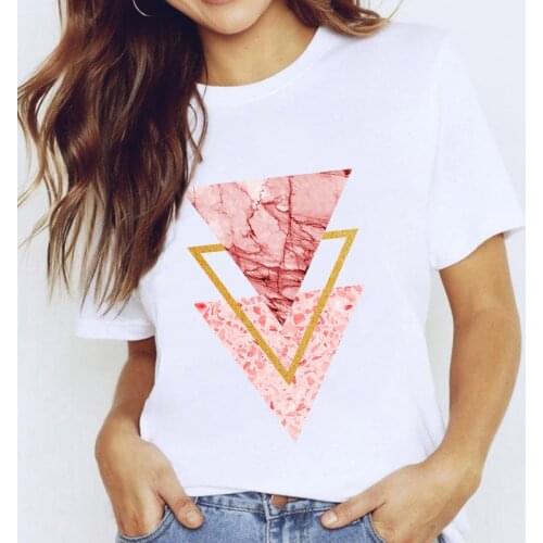 Beautiful Geometry Patterns Printed T Shirt Women Graphic T-shirt Harajuku Tops Tee Cute Short Sleeve Tshirt Female Tshirts