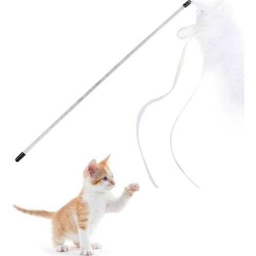 Cat Teaser Toy Funny Faux Feather Cat Interactive Wand Toy Kitten Teasing Wand Fairy Feather Stick For Cat Pet Kittens Playing