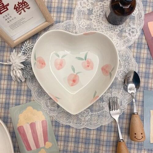 Fruit Love Ceramic Plate Nordic Fresh Peach / Mangosteen / Orange Tableware Household Oatmeal Bowl Fashion Dessert Plate Ramen