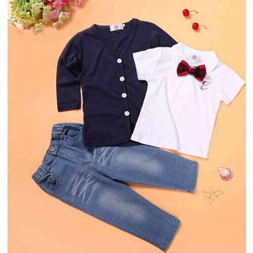 Kids Tales Childrens Clothing Sets Gentleman Clothes Casual Cotton Outwear+Top+Pants Childrens Costume for Boy Sets 2-7 Years