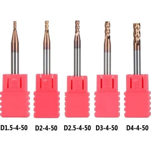 Tungsten Steel End Mills 2pcs/D1.5/2/2.5/3/4-4-50 Four Flute Flattened Head High Quality HRC55 CNC Milling Carbide End mills