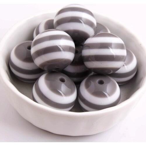 Kwoi vita Chunky Round 20MM Grey Color 100pcs Resin Strips Beads for beaded Jewelry