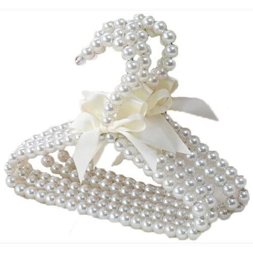 Cute girly heart pearl wedding dress Korean style 2D wardrobe pink clothes hanging non-slip dress princess hanger LX10604