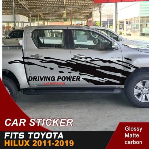 Car decals 2 piece mudsling styling side door graphic vinyls car accessories stickers custom fit for toyota hilux 2011-2019