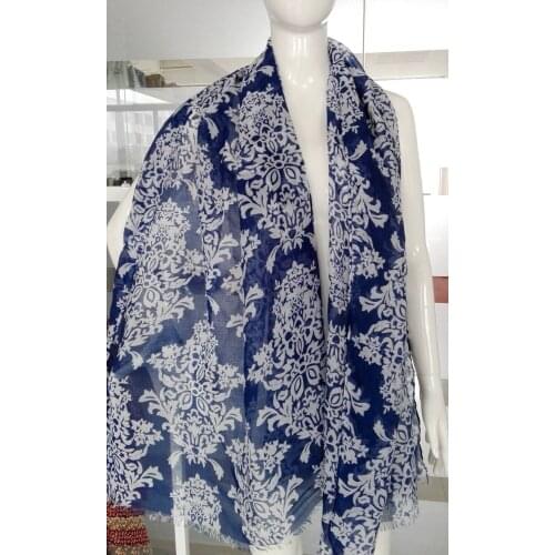 2016 Newest Women Vintage Floral Printed Fringe Scarf Cotton Voile Scarf Shawls 2Colors 10pcs/lot