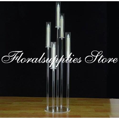 New arrival Acrylic Candlestick 5Heads/Arms Candle Holders Wedding Candelabra Table Centerpieces Flower Stand Holder Candelabrum