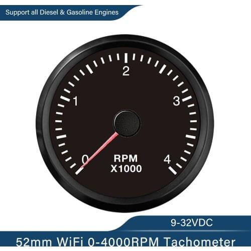 New Programmable 0-8000RPM Rev Counter Generator Car Boat WiFi Tacho Diesel Gasoline Engine 9-32V Yellow/White Backlight 52mm
