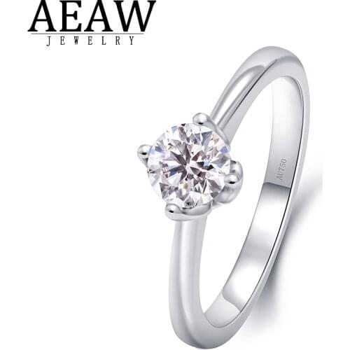 Real Diamond Ring 0.3ct carat Round Cut Engagement Ring 10K White Gold Gift for Lady Classic 4-Prong Setting Halo Style