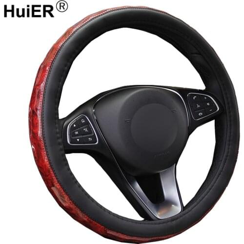 Wooden Pattern Universal Car Steering Wheel Cover 4 Colors For 37 - 38CM Braid on the Steering-wheel Non-slip Car Accessories