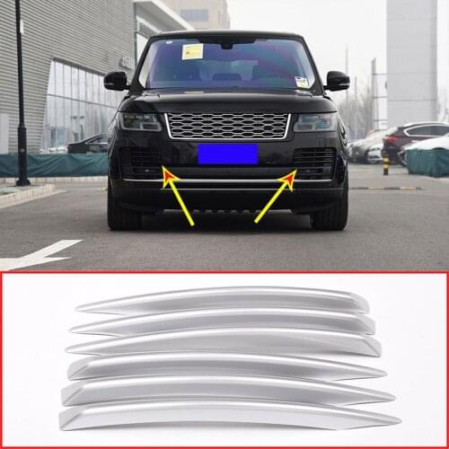 Silver ABS Plastic Front Fog Lamp Decoration Strips Trim For Landrover Range Rover Vogue 2018 Car Accessories 6pcs/set