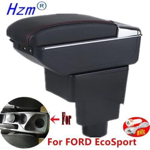 For FORD EcoSport Armrest For FORD EcoSport Car Armrest box Retrofit parts Interior Storage box USB LED Simple installation