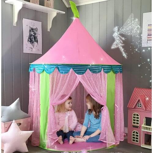 Portable Children’s Tent Tipi Kids Pink Princess Castle for Girls Child Tiny Play House Teepee Cabin Girl Tents Christmas Gift