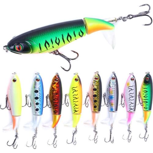 Pencil Popper 9cm 17g topwater Fishing Lure Artificial Bait Hard Soft Rotating Tail Lake River Fishing Tackle
