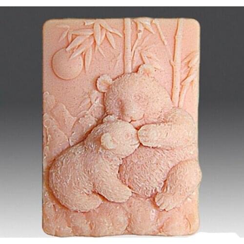 Silicone soap mold Panda mother and child shape fondant cake chocolate clay mould wholesale mould tools