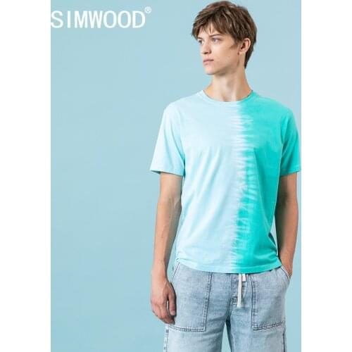 SIMWOOD 2020 Summer New Tie-Dyed Cotton-Jersey T-Shirt Men Fashion Hip Hop Streetwear Tees tops SJ130396