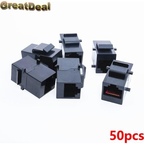 50pcs Cat5 Cat5e RJ45 Connector Plug Socket Network Cable RJ45 Extender Joiner Coupler Connector for Blank Panel Patch HY445