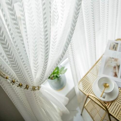 Modern luxury White tulle Curtain for living room bedroom window Jacquard sheers serape home decor drape well