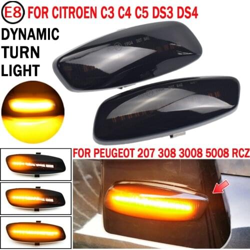 2 pieces Led Dynamic Side Marker Turn Signal Light Sequential Blinker For Peugeot 308 207 3008 5008 For Citroen C4 C3 C5 DS3 DS4