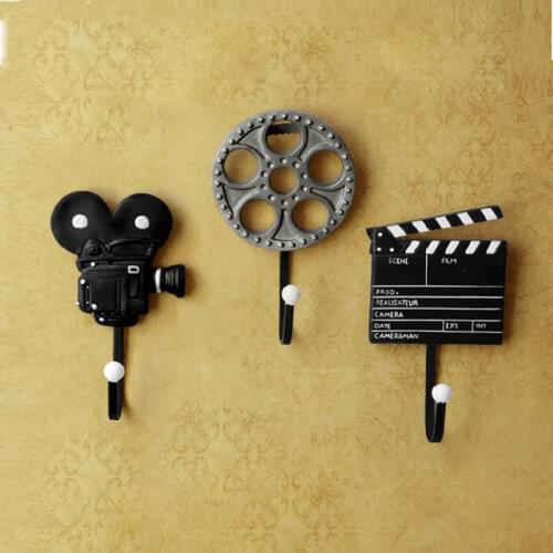 3pcs/set Rrtro Movie Mounted Vintage Home Decoration Door Bathroom Towel Clothes Hanger Resin Decorative Wall