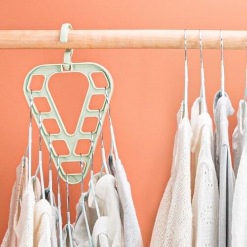 Clothes Hangers Organizer Rotation Triangle 9 Holes Closet Storage Rack Wardrobe Plastic Space Saving Folding Hook