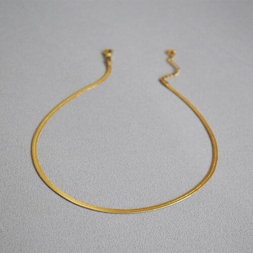 WT-BFN011 Brass vacuum color-holding electroplating gold flat snake bone chain short fashion simple temperament necklace woman