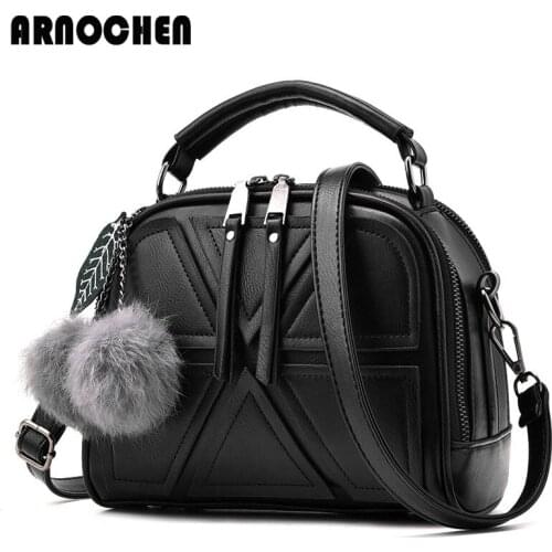2020 Crossbody Bags For Women Leather Handbags Ladies Shoulder Bag With Fur Ball Women Messenger Bags Fashion Small Bag WYQ199