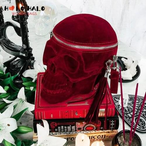 Gothic Skull Black Skeleton Head Vintage Punk Women Handbags Streetwear Halloween Funny Girls handbad Single Zipper Package