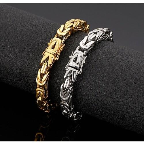 European and American street fashion 316L stainless steel square chain bracelet personality trendy accessories