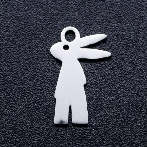 10pcs/lot Cool Rabbit DIY Jewelry Charms Wholesale 100% Stainless Steel Never Tarnish Pendants Factory Sale Pendant Accessories