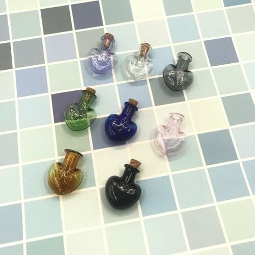 10PCS Heart Shape 9 Colors Cork Stopper Small Glass Bottle Tiny Glass Jars With Cork Decorative Wish Glass Jars Mini Containers