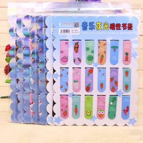 18pcs/set kawaii Princess Flamingo Magnetic Bookmark Luminous Cute Cartoon Daily Magnet BookMark Children Gift Bookmark for book