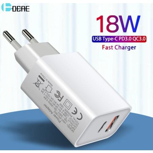 18W USB Type C Charger Adapter For iPhone 12 11 Pro XS Max XR X 8 iPad Air PD Fast Charging 3.0 Quick Charge for Samsung Xiaomi