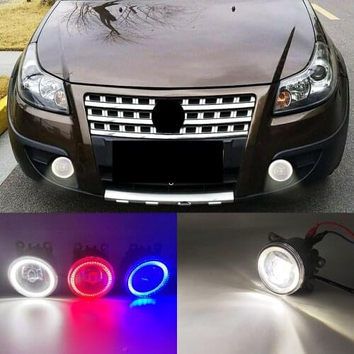 2 Functions Auto LED DRL Daytime Running Light Car Angel Eyes Fog Lamp Foglight For Suzuki SX4 2011 - 2016 2017 2018