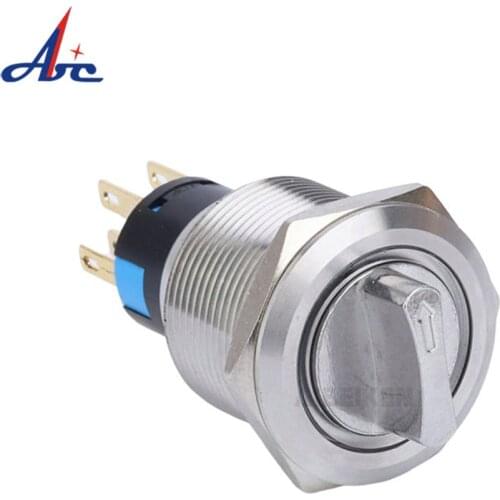 22mm With LED push button switches rotate NO NC 2NO 2NC DPDT car buttons 2 3 positions Switch Rotary Switch