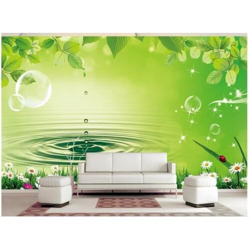 Custom 3d wallpaper Green leaf water droplets bubble landscape mural photo 3d wallpaper window mural wallpaper