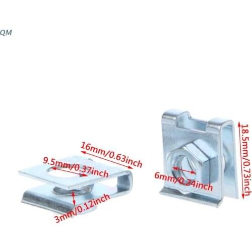 4 Pcs Car License Plate Fastener Buckle Metal Screw Nut U-Type Clips Retainer 6mm 13MF