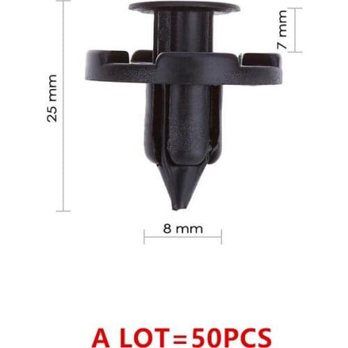 50pcs 1362 8MM Car Plastic Rivets Door Push-type Fastener Retainer Clips Black Auto Fastener for Nissan Infiniti