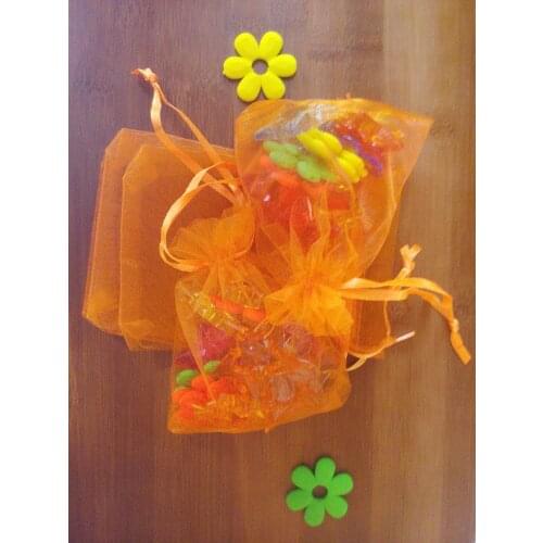 50pcs 9*12cm Orange Organza Gift Bag Jewelry Packaging Display Bags Drawstring Pouch For Bracelets/necklace Mini Yarn Bag