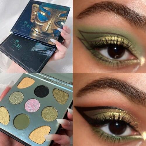9 Colors Olive Green Eyeshadow Palette Matte Glitter Metallic Makeup Palette Shimmer Eye Shadow Green Eye Pigments Cosmetics