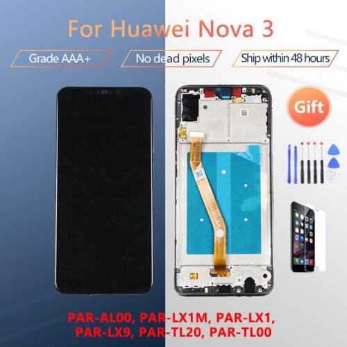 For Huawei nova 3 PAR-AL00 LX1M LX1 LX9 TL20 TL00 LCD screen assembly with front case touch glass,With repair parts LCD Display